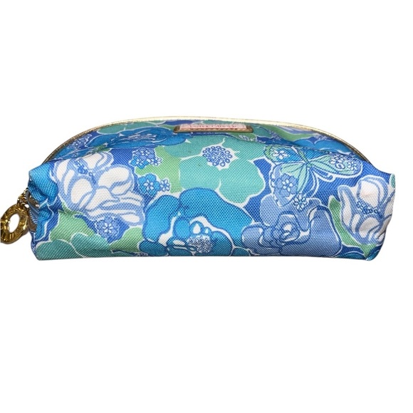EUC Lilly Pulitzer x Estee Lauder Blue Floral Butterfly Print Cosmetic Pouch - Picture 3 of 5